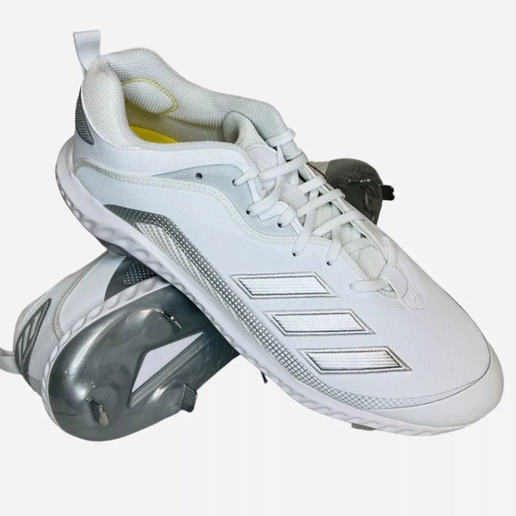 Adidas Icon 6 Bounce Mens Baseball Cleats Cloud White Silver EG7602 Size 14 - Picture 7 of 8